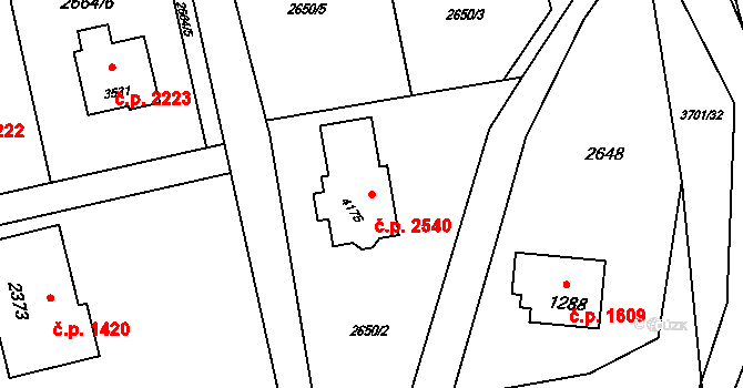 Rožnov pod Radhoštěm 2540 na parcele st. 4175 v KÚ Rožnov pod Radhoštěm, Katastrální mapa
