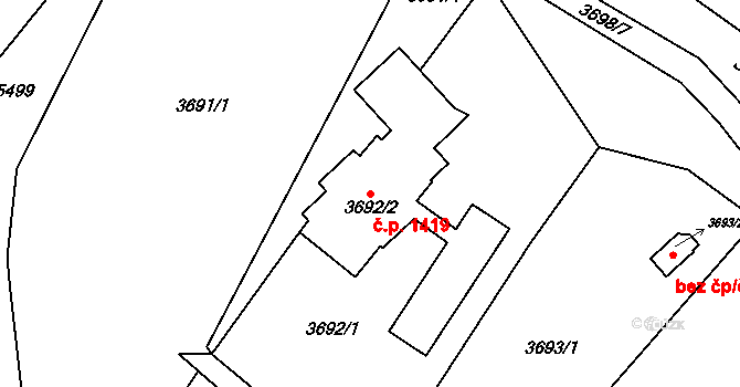Znojmo 1419 na parcele st. 3692/2 v KÚ Znojmo-město, Katastrální mapa