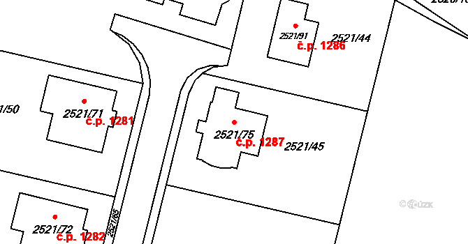 Mohelnice 1287 na parcele st. 2521/75 v KÚ Mohelnice, Katastrální mapa