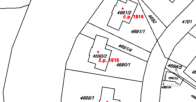 Jirkov 1815 na parcele st. 4690/2 v KÚ Jirkov, Katastrální mapa