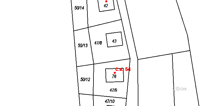 Milotice 101, Dehtáře na parcele st. 42 v KÚ Milotice, Katastrální mapa