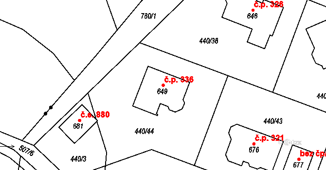 Maršov 336, Krupka na parcele st. 649 v KÚ Maršov u Krupky, Katastrální mapa