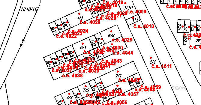 Kadaň 4043 na parcele st. 6/4 v KÚ Bystřice u Kadaně, Katastrální mapa