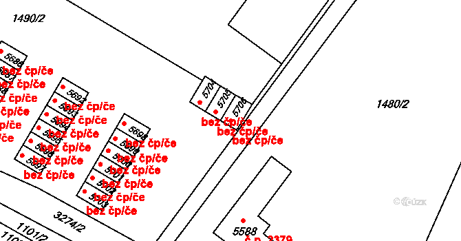 Kroměříž 44990529 na parcele st. 5706 v KÚ Kroměříž, Katastrální mapa