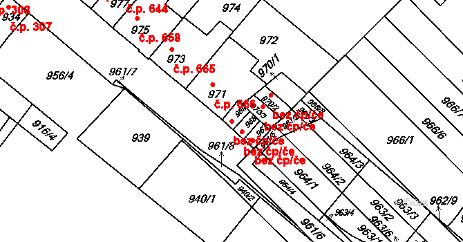 Brno 45580529 na parcele st. 969 v KÚ Husovice, Katastrální mapa