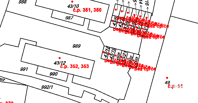 Peruc 46268529 na parcele st. 43/18 v KÚ Peruc, Katastrální mapa