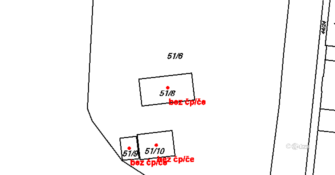 Děčín 48079529 na parcele st. 51/8 v KÚ Boletice nad Labem, Katastrální mapa