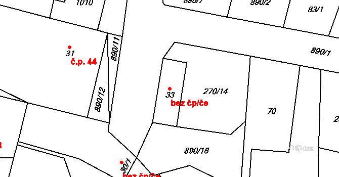 Tuněchody 48340529 na parcele st. 33 v KÚ Tuněchody, Katastrální mapa