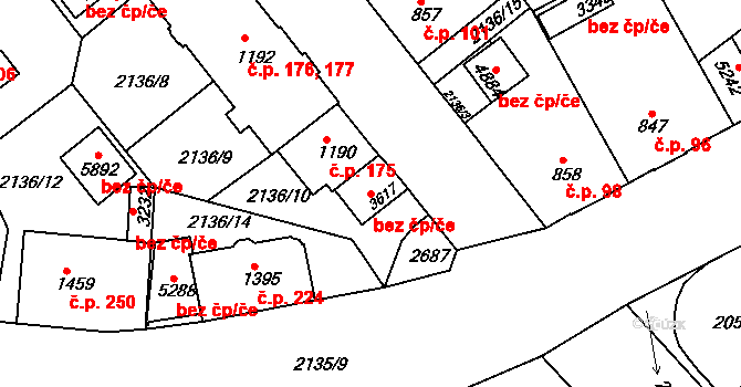 Trutnov 48525529 na parcele st. 3617 v KÚ Trutnov, Katastrální mapa