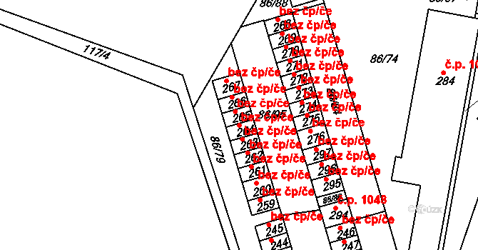 Třebíč 49804529 na parcele st. 264 v KÚ Řípov, Katastrální mapa