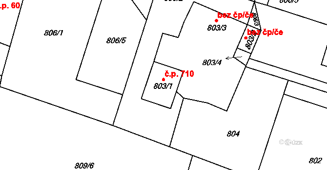 Krmelín 710 na parcele st. 803/1 v KÚ Krmelín, Katastrální mapa