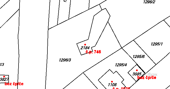 Hlinsko 746 na parcele st. 2184 v KÚ Hlinsko v Čechách, Katastrální mapa