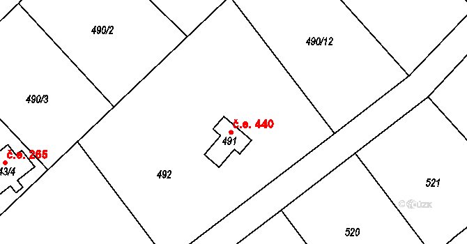 Černolice 440 na parcele st. 491 v KÚ Černolice, Katastrální mapa