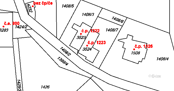 Náchod 1223 na parcele st. 3524 v KÚ Náchod, Katastrální mapa