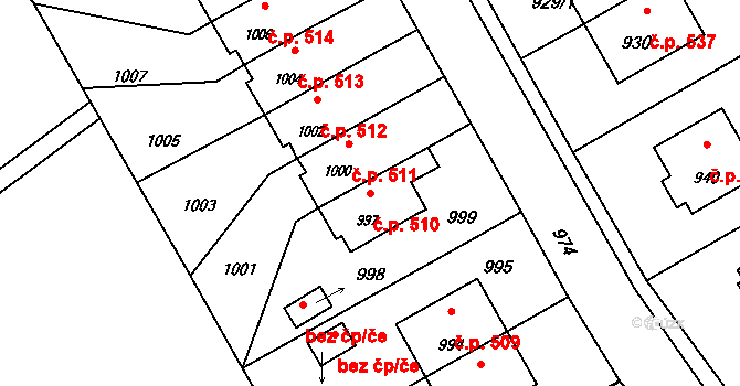 Suchdol nad Odrou 510 na parcele st. 997 v KÚ Suchdol nad Odrou, Katastrální mapa