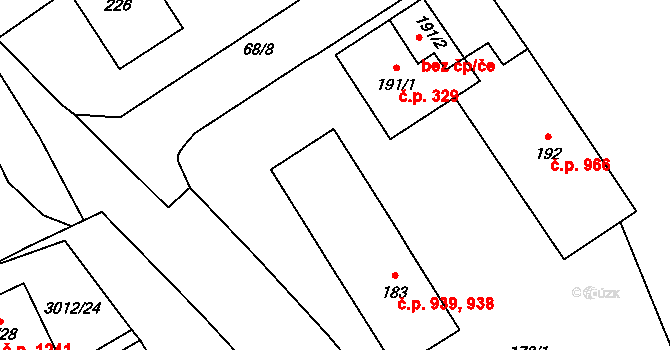 Kopřivnice 938,939 na parcele st. 183 v KÚ Kopřivnice, Katastrální mapa