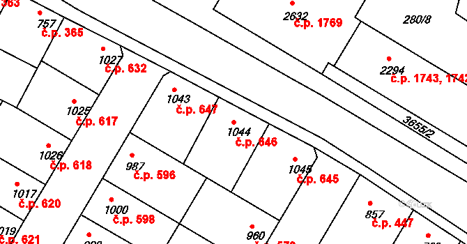 Rakovník II 646, Rakovník na parcele st. 1044 v KÚ Rakovník, Katastrální mapa