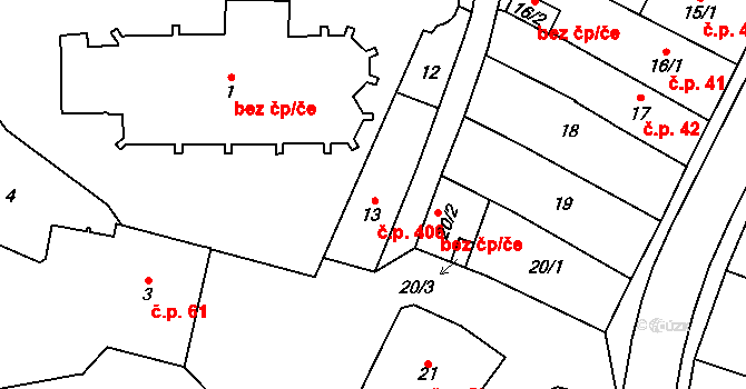 Chotěboř 406 na parcele st. 13 v KÚ Chotěboř, Katastrální mapa
