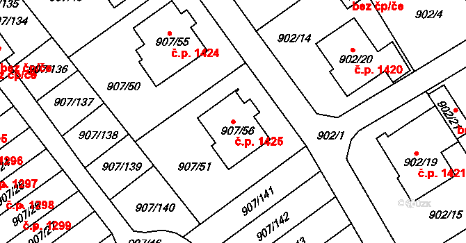 Rychnov nad Kněžnou 1425 na parcele st. 907/56 v KÚ Rychnov nad Kněžnou, Katastrální mapa