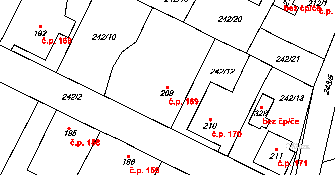 Tymákov 169 na parcele st. 209 v KÚ Tymákov, Katastrální mapa
