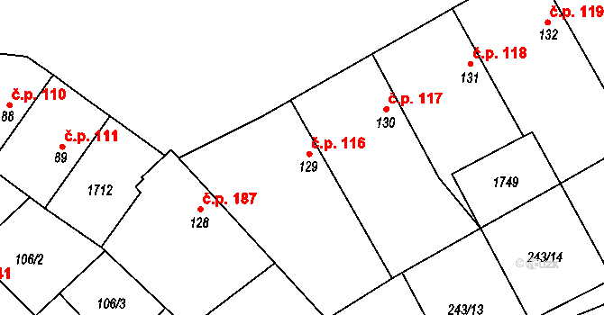 Činěves 116 na parcele st. 129 v KÚ Činěves, Katastrální mapa