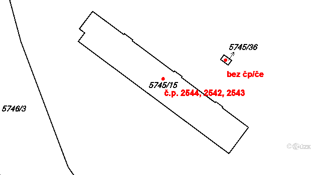 Přerov I-Město 2542,2543,2544, Přerov na parcele st. 5745/15 v KÚ Přerov, Katastrální mapa