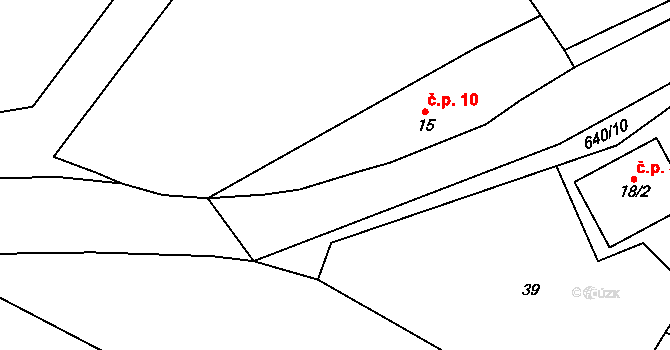 Bahno 10, Černíny na parcele st. 15 v KÚ Bahno, Katastrální mapa