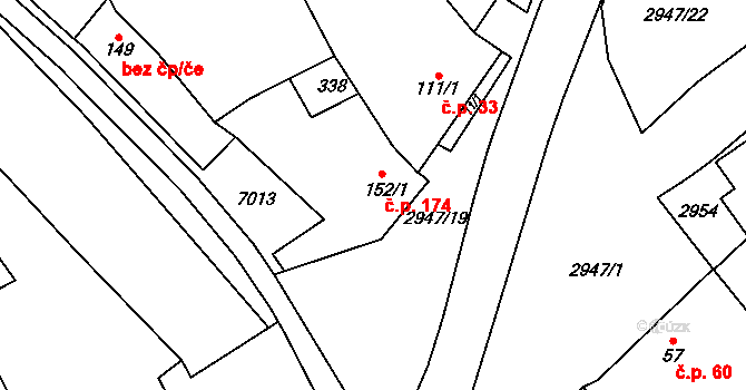 Nenkovice 174 na parcele st. 152/1 v KÚ Nenkovice, Katastrální mapa
