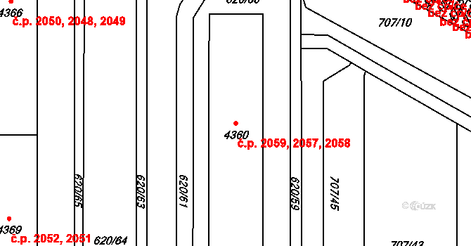 Blansko 2057,2058,2059 na parcele st. 4360 v KÚ Blansko, Katastrální mapa