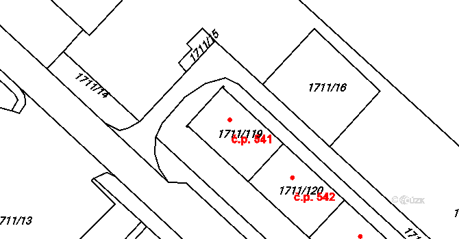 Podmoklice 541, Semily na parcele st. 1711/119 v KÚ Semily, Katastrální mapa