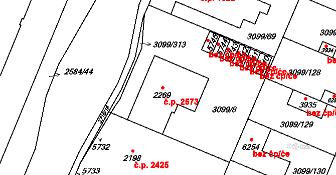 Břeclav 2573 na parcele st. 2269 v KÚ Břeclav, Katastrální mapa
