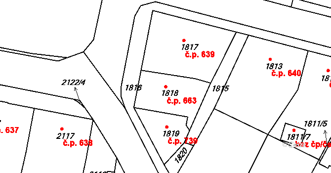 Smržovka 663 na parcele st. 1818 v KÚ Smržovka, Katastrální mapa