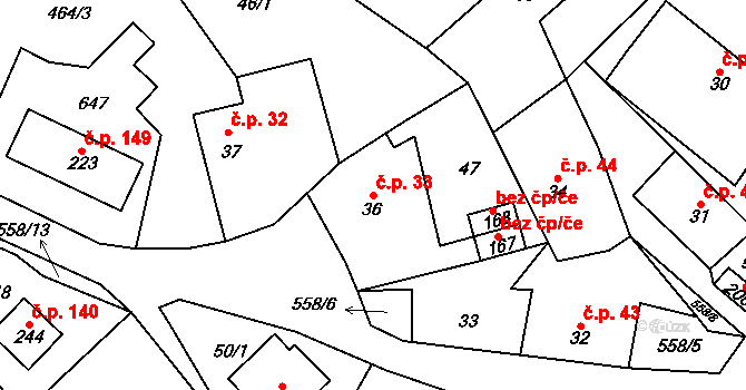 Lipnice 33, Dvůr Králové nad Labem na parcele st. 36 v KÚ Lipnice u Dvora Králové, Katastrální mapa