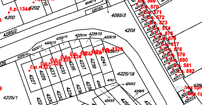 Jirkov 1320 na parcele st. 4241 v KÚ Jirkov, Katastrální mapa