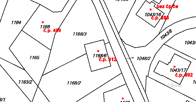 Liberec XIV-Ruprechtice 912, Liberec na parcele st. 1168/6 v KÚ Ruprechtice, Katastrální mapa