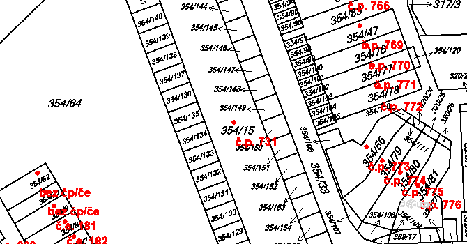 Hrádek nad Nisou 731 na parcele st. 354/15 v KÚ Hrádek nad Nisou, Katastrální mapa
