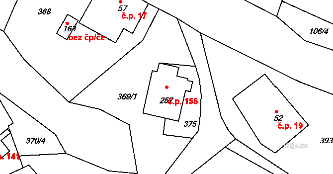 Volanov 155, Trutnov na parcele st. 257 v KÚ Volanov, Katastrální mapa