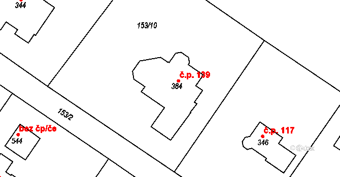 Pakoměřice 139, Bořanovice na parcele st. 384 v KÚ Bořanovice, Katastrální mapa