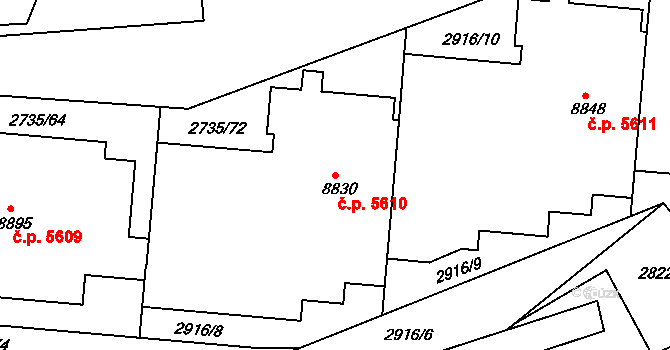 Zlín 5610 na parcele st. 8830 v KÚ Zlín, Katastrální mapa