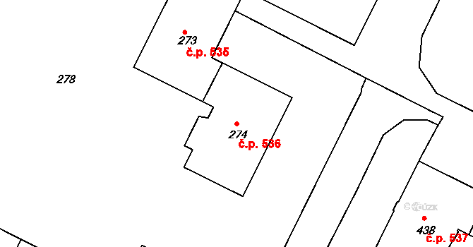 Poruba 536, Ostrava na parcele st. 274 v KÚ Poruba, Katastrální mapa