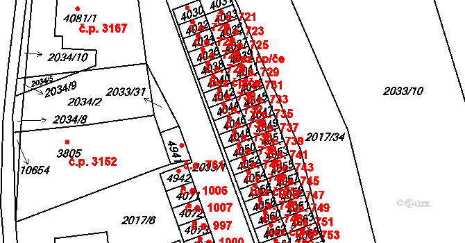 Hodonín 736 na parcele st. 4046 v KÚ Hodonín, Katastrální mapa