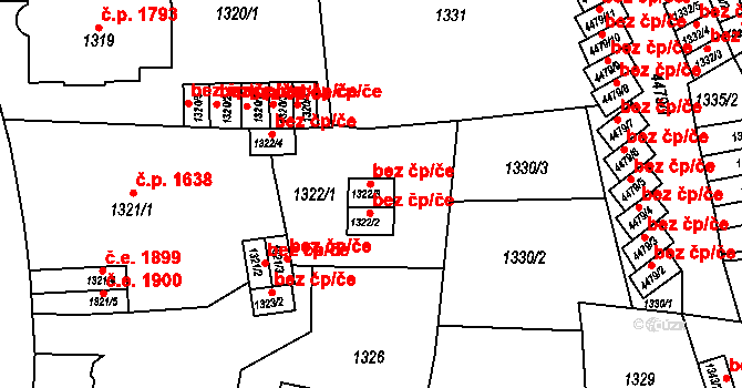 Teplice 39148530 na parcele st. 1322/3 v KÚ Teplice, Katastrální mapa