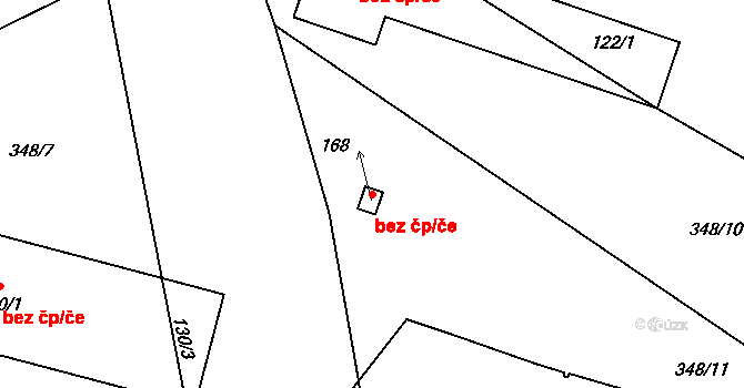 Bory 40704530 na parcele st. 168 v KÚ Dolní Bory, Katastrální mapa