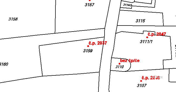 Prostřední Dvůr 2037, Vítkov na parcele st. 3159 v KÚ Vítkov, Katastrální mapa