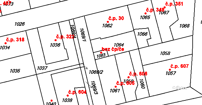 Libušín 44413530 na parcele st. 1063 v KÚ Libušín, Katastrální mapa