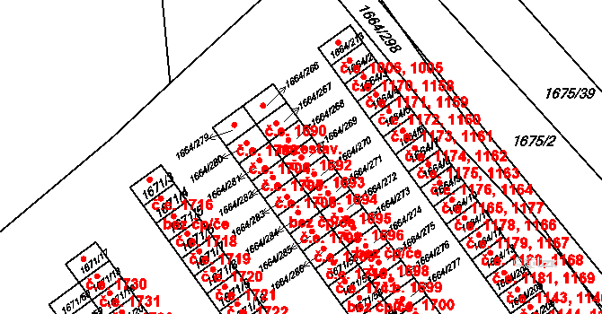 Teplické Předměstí 1693, Bílina na parcele st. 1664/269 v KÚ Bílina, Katastrální mapa