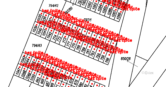 Lišov 46936530 na parcele st. 769 v KÚ Lišov, Katastrální mapa