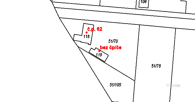 Vacov 48284530 na parcele st. 119 v KÚ Rohanov, Katastrální mapa