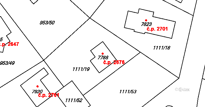 Cheb 2676 na parcele st. 7788 v KÚ Cheb, Katastrální mapa