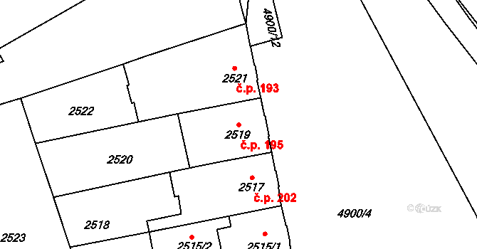 Pražské Předměstí 195, Vysoké Mýto na parcele st. 2519 v KÚ Vysoké Mýto, Katastrální mapa
